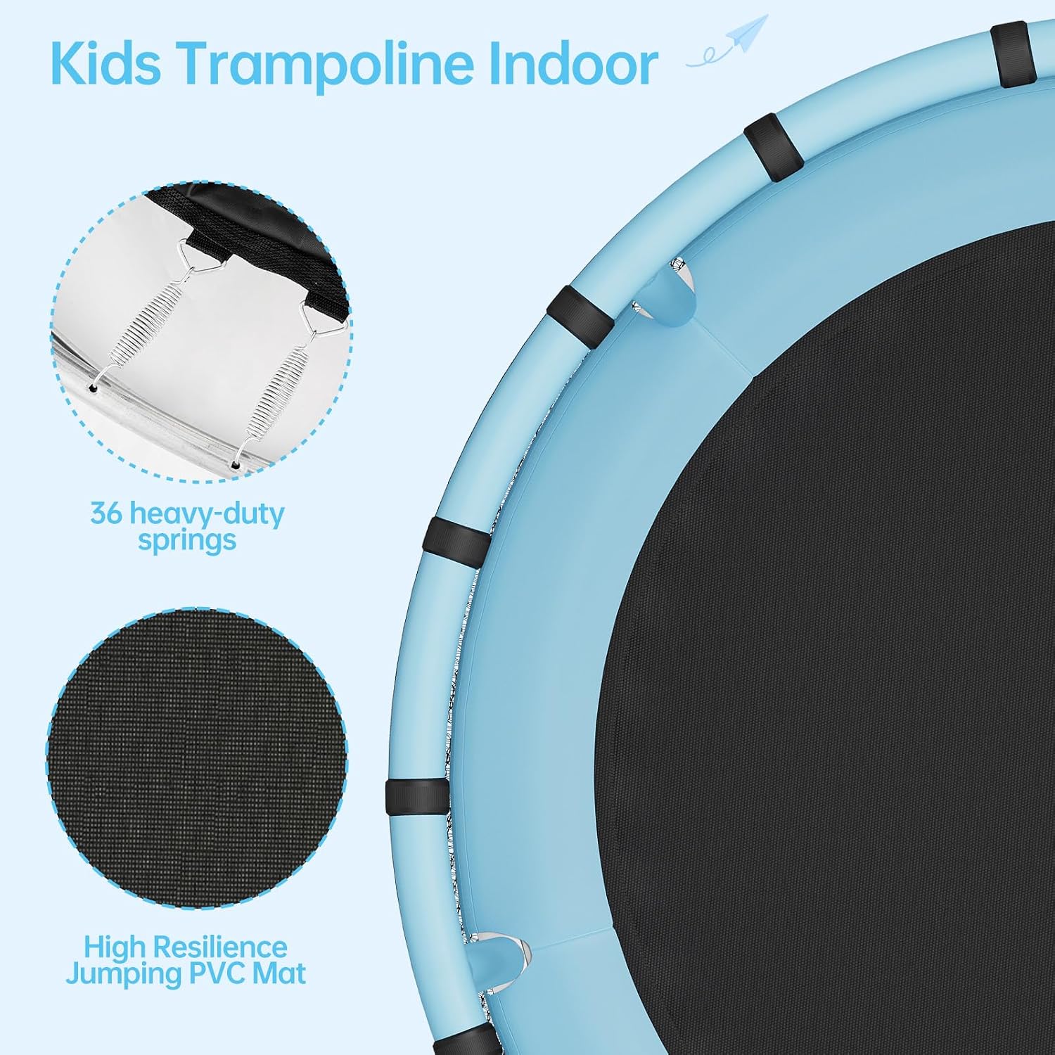 55/60" Trampoline for Kids, 4.5/5 FT Toddler Trampoline with Enclosur Net, Basketball Hoop & Sandbag, 440 LBS Capacity, Adjustable Height,Gifts for Ages 3-12 Boys & Girls - Image 4