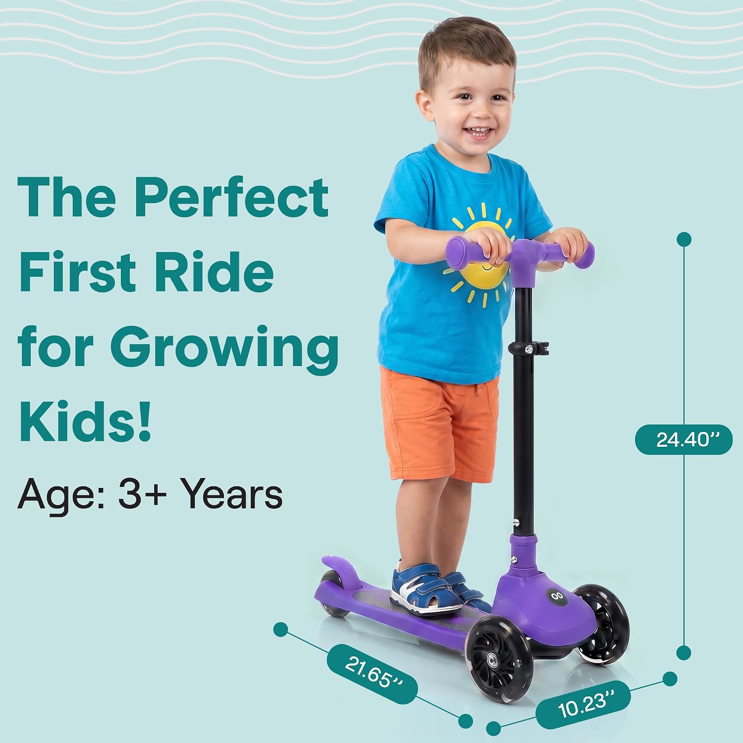 SereneLife Toddler Scooter, Adjustable Micro Scooter for Ages 2-5, Lightweight Kids 3 Wheel Design with LED Light-Up Wheels, Anti-Slip Deck & Lean-to-Steer Control, Indoor/Outdoor Use (Purple) - Image 7