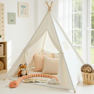 Sumbababy Teepee Tent for Kids Indoor – Toddler Play Tent Washable Tipi Sleepover Tents for Girls & Boys – Foldable Playhouse Gift Toys