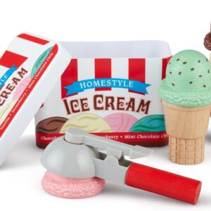 Melissa & Doug Scoop and Stack Ice Cream Playset, Magnetic Wooden Toys & Pretend Play Kitchen Accessories, Preschool Learning Toys for Girls & Boys 3+ – FSC Certified