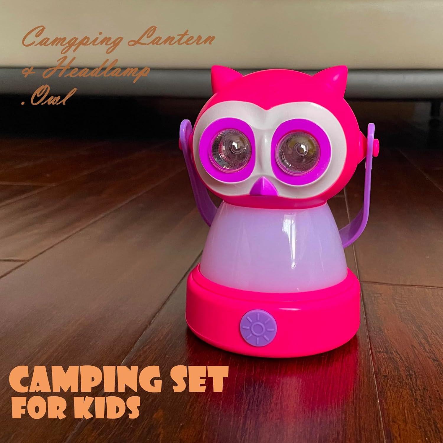 Kids Owl Lantern & Headlamp Set, 2-in-1 360° LED Camping Night Light, Battery Powered 3×AA, Child-Safe ABS, Portable Adventure Toy & Bedroom Night-Light (Pink Owl Lantern-Headlmp) - Image 4