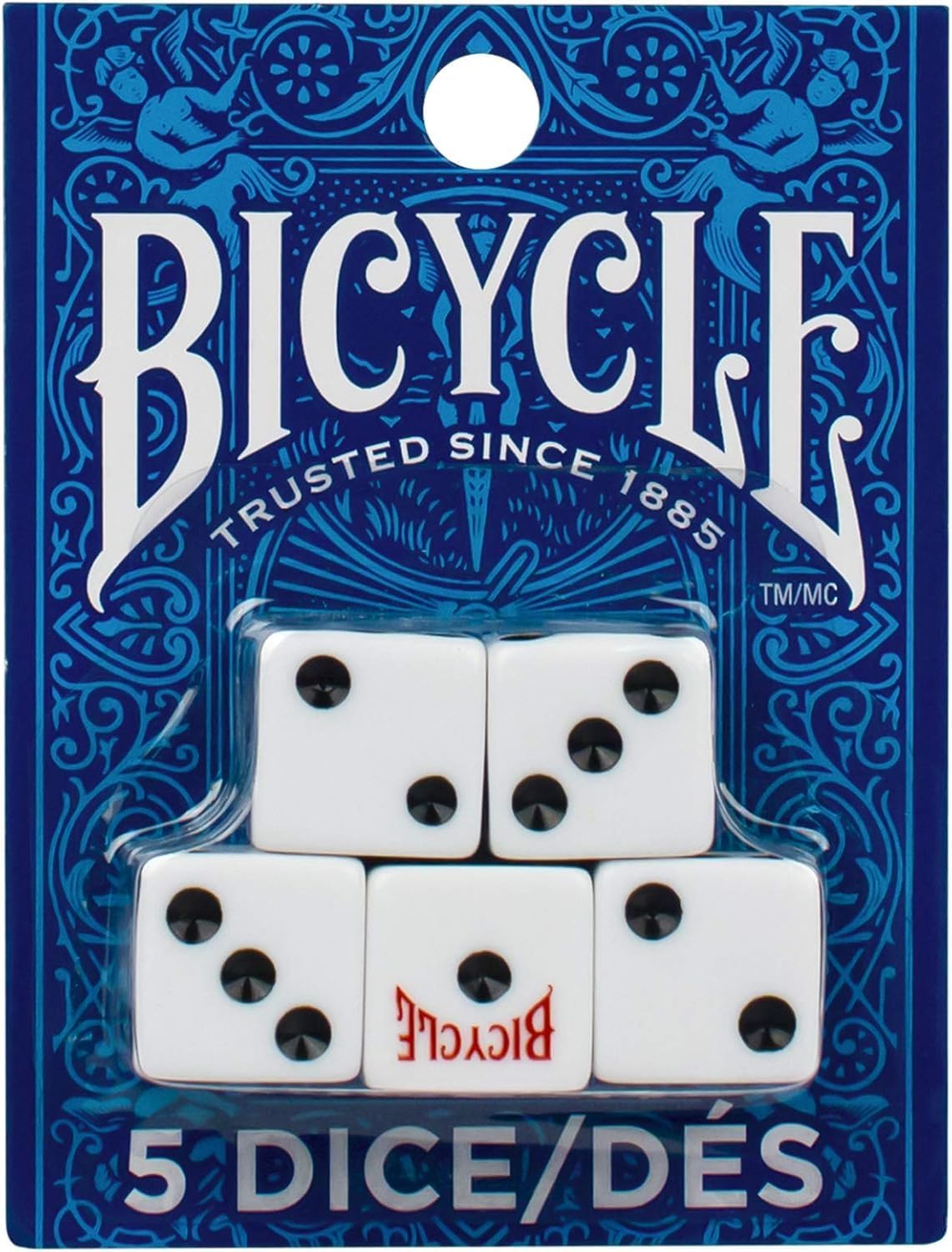 Bicycle 5x Dice Set, Six Sided D6 Dice, Standard Game Classic White and Black Die, 5 Count, 16 mm | lawn-game-equipment - Image 4