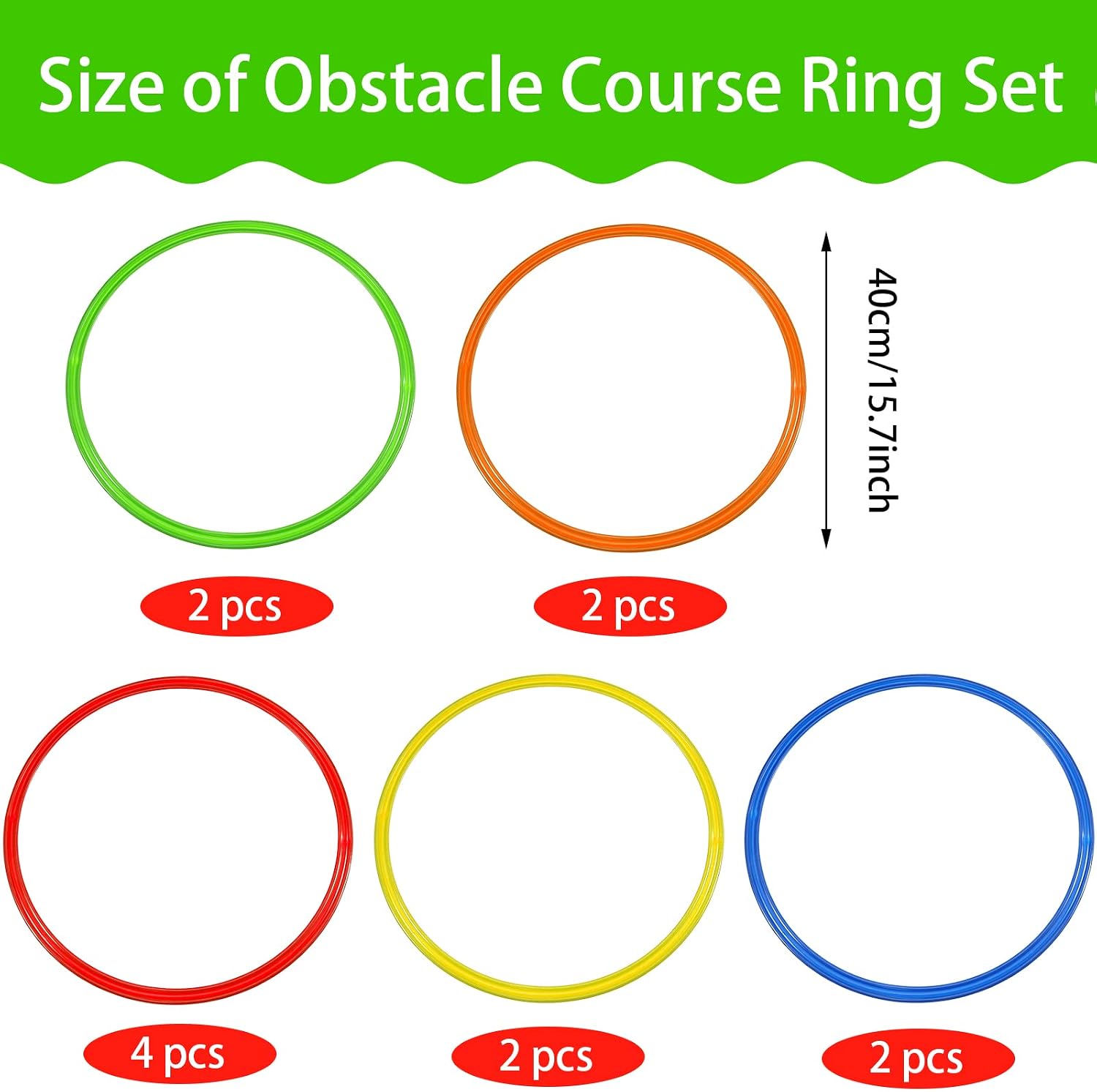 Libima 12 Pcs 15.8 Inch Obstacle Course Ring Set Exercise Hoop Large Hoop Plastic Toys Playground Toys for Gymnastics Practice Party Games Educational Activities Holiday Decor, 5 Colors - Image 2