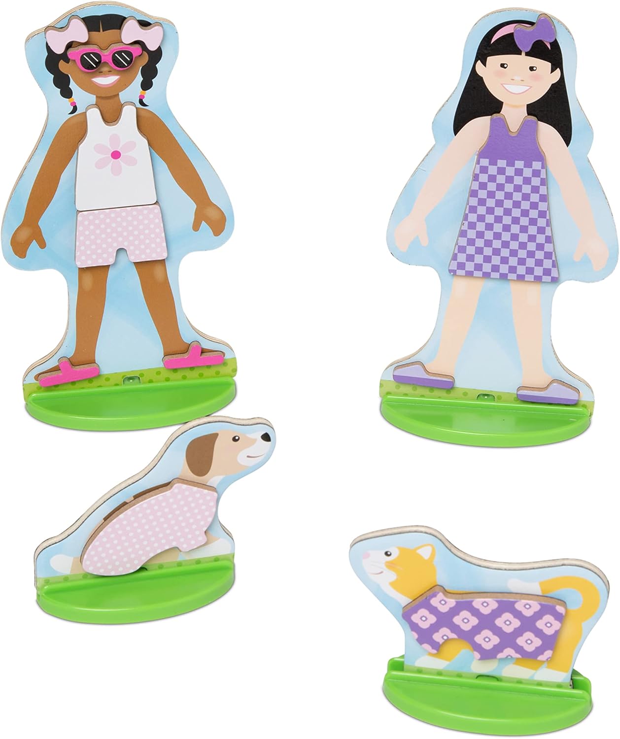 Melissa & Doug Best Friends Magnetic Dress-Up Wooden Dolls Pretend Play Set (78 pcs) - Image 4