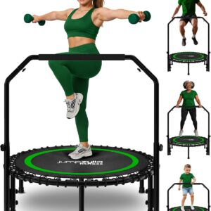 JUMPZYLLA Mini Rebounder Trampoline for Adults, Fitness Trampoline with Bar