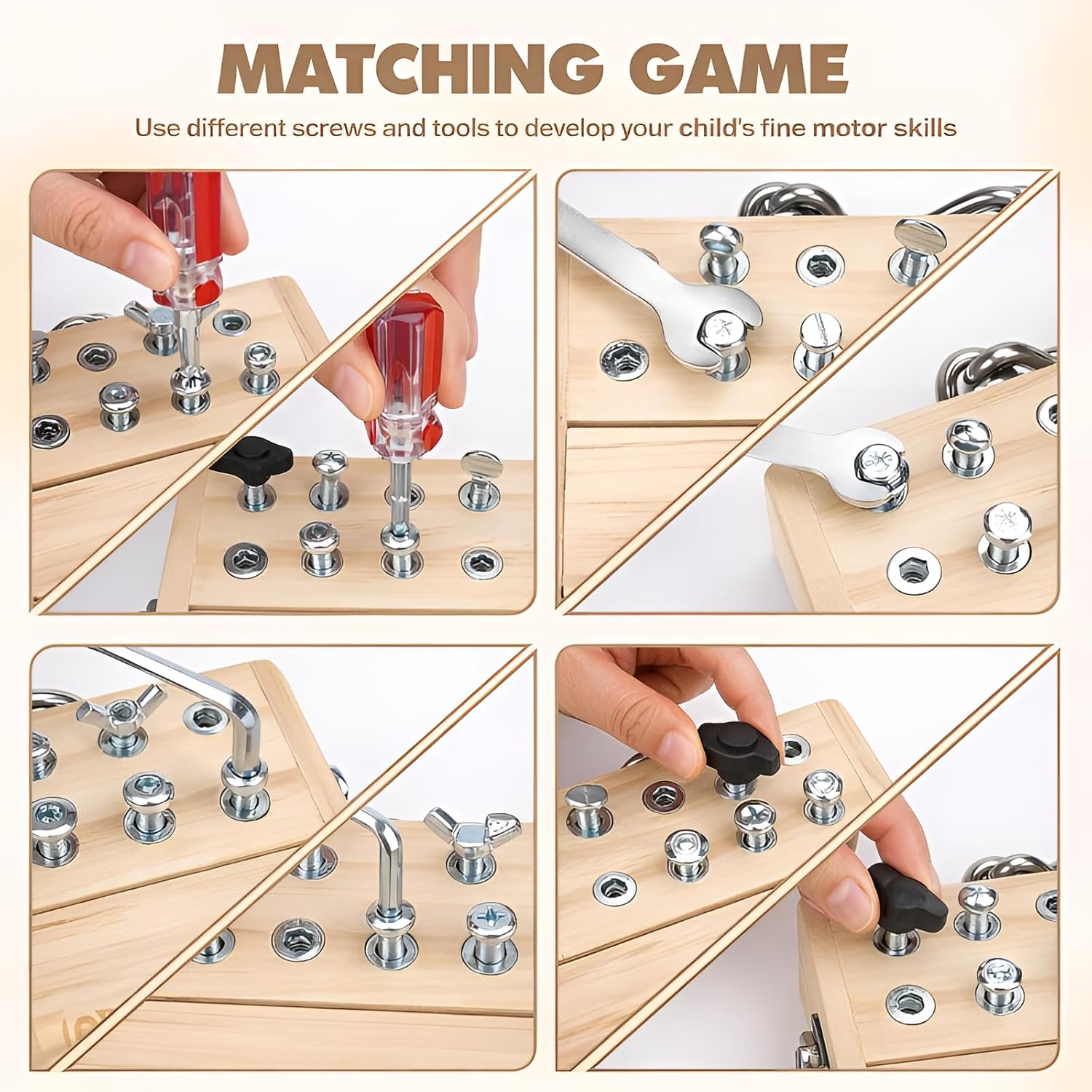 Vanplay Busy Board Toys for 3 4 5 Year Olds Boy Birthday Gifts, Montessori Toys for 3 Year Old, Screwdriver Board Set with Lock and Key - Wooden Kid Tool Set Educational Learning Toys for Kids 3-6 - Image 3