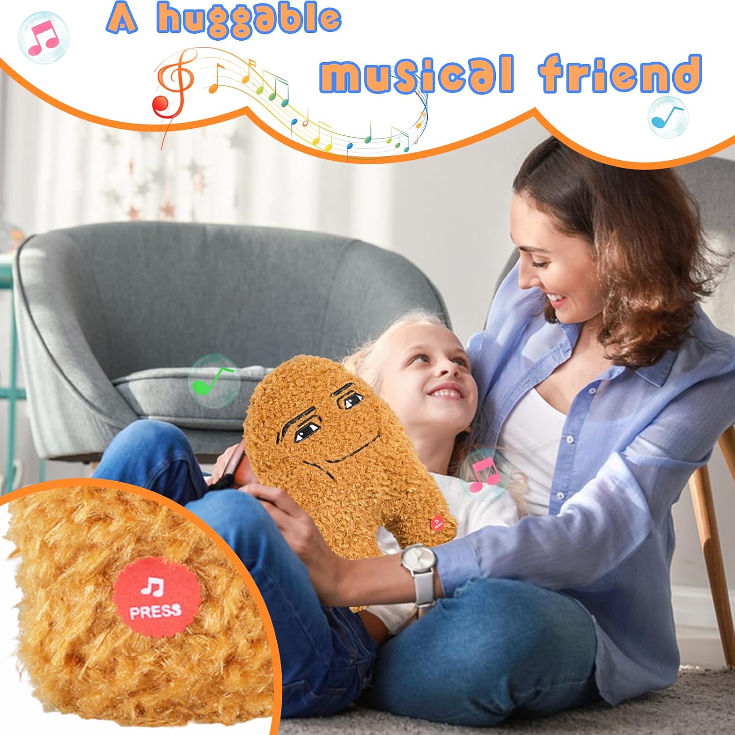 Plush Toy,9.8 in Singing Cotton Eye Joe Plush Funny Chicken Nugget Pillow Toys for Fans-Meme Plush - Image 5