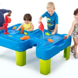 Simplay3 Big River and Roads Water Play Table, Outdoor Activity Table with Track Toys for Toddlers and Kids, 9 Accessories Included, Made in USA
