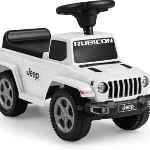 INFANS Kids Ride On Push Car, Licensed Jeep Foot-to-Floor Sliding Toddler Toy with Engine Sound, Horn, Under Seat Storage, Baby Walking Racer Gift for Boys Girls Age 1.5-3 (White)