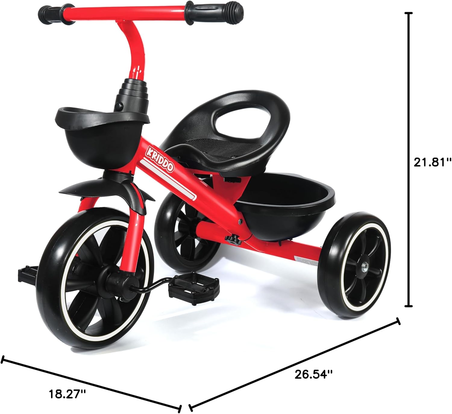 KRIDDO Kids Tricycles Age 24 Month to 4 Years, Trike for 2.5 to 5 Year Old, Gift Tricycles for 2-4 Year Olds, Trikes for Toddlers, Red - Image 8