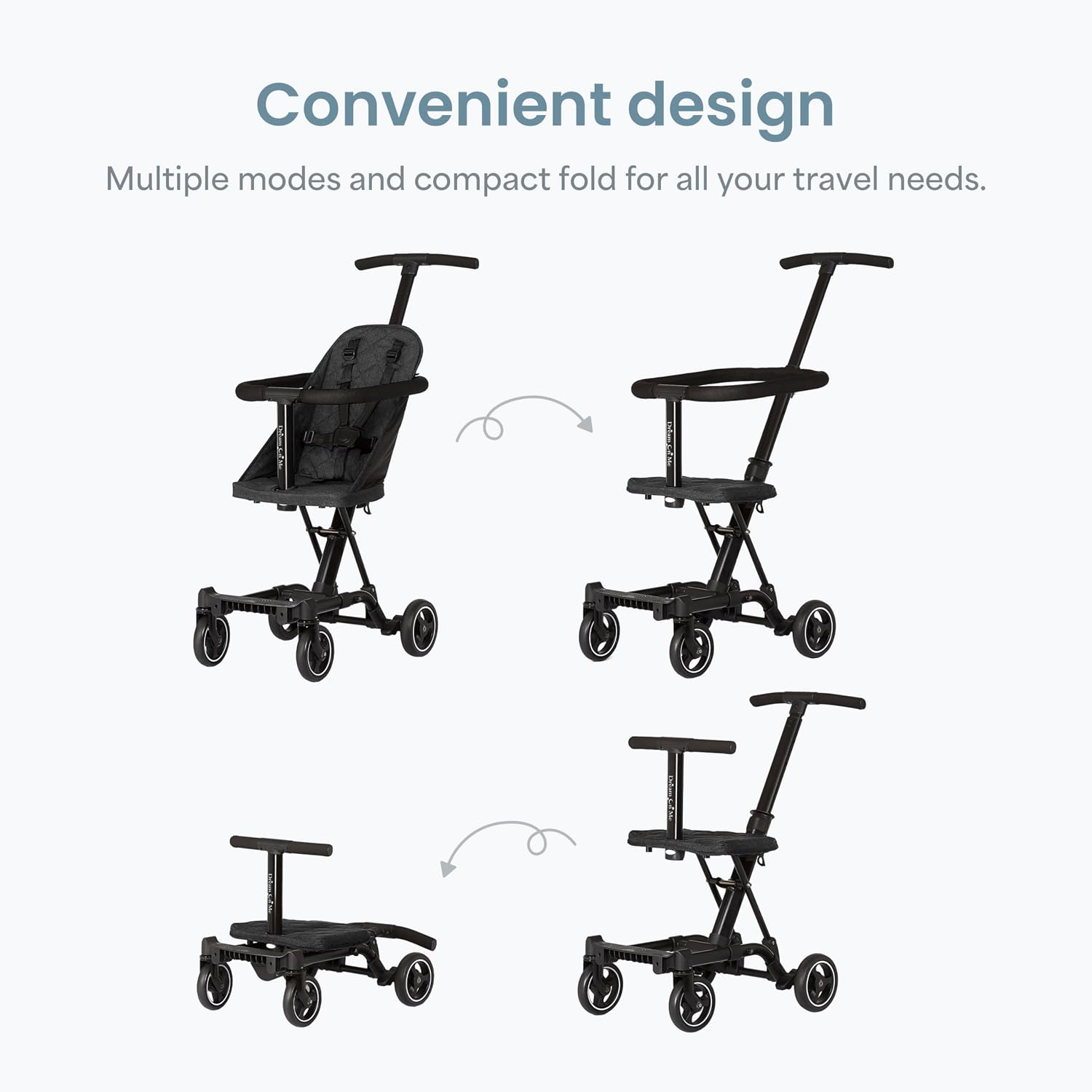 Dream On Me Coast Rider Lightweight Travel Stroller, Compact Baby & Toddler Stroller, Theme Park Approved, Quick Fold, Converts to Rider & Scooter, 45 lb Weight Capacity, Black - Image 4