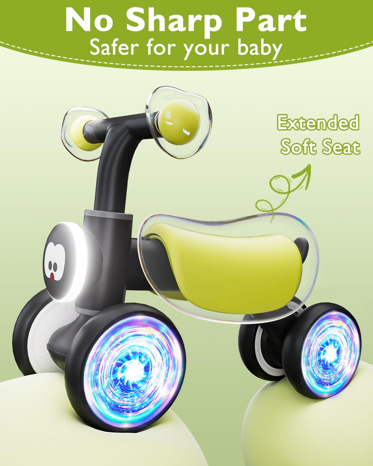 Colorful Glow Wheel Toddler Balance Bike,Baby Toys for 1 Year Old Boy Girls,12-24 Months Baby Balance Bike with Soft Music Cute Animal Sound,1st Birthday Gifts - Image 5