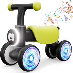 Colorful Glow Wheel Toddler Balance Bike,Baby Toys for 1 Year Old Boy Girls,12-24 Months Baby Balance Bike with Soft Music Cute Animal Sound,1st Birthday Gifts