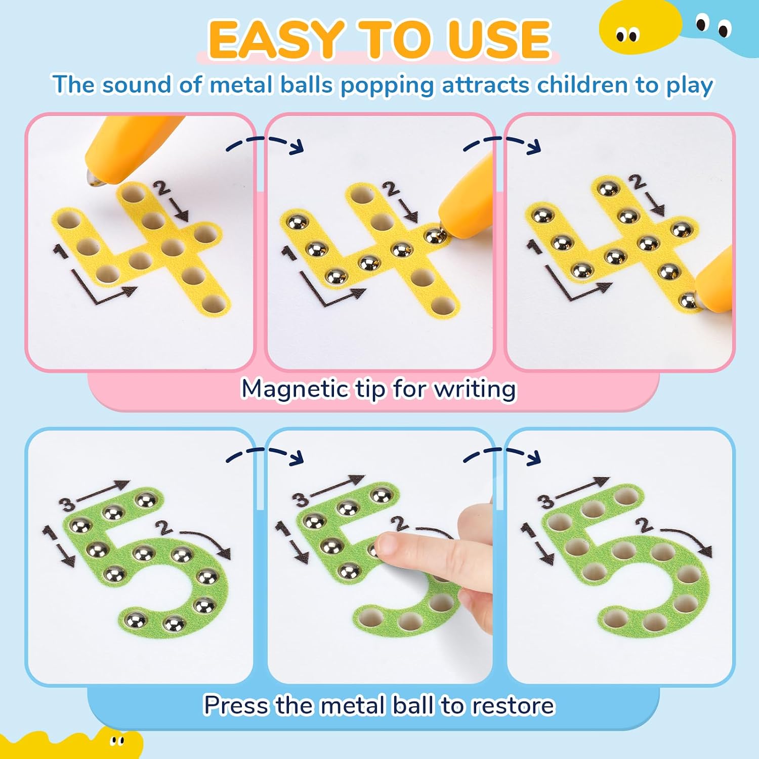 JoyCat Double-Sided Magnetic Number Tracing Board - 2-in-1 Numbers 1-20 Writing Toys for Toddlers & Kids, Preschool Math Manipulatives, Kindergarten Educational Learning Gifts for 3-5 Year Olds - Image 4
