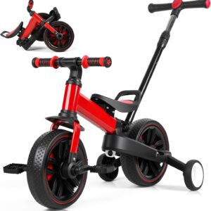 Toddler Bike 6-in-1 Tricycle for Toddlers 1-6, Kids Bike & Balance Bike with Push Handle, Foldable Toddler Balance Bike & Bicycle,Perfect Boys and Girls Birthday Gift and Toys