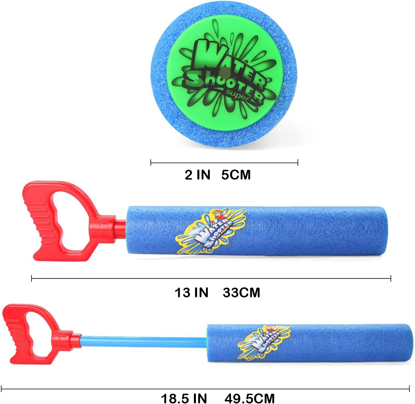 Fun-Here Water Guns Shooter 6 Pack, Super Foam Soakers Blaster Squirt Guns, Pool Noodles Toy with Plastic Handle Summer Swimming Beach Garden Fighting Game,Outdoor Toys for Kids Boys Girls Adults - Image 2
