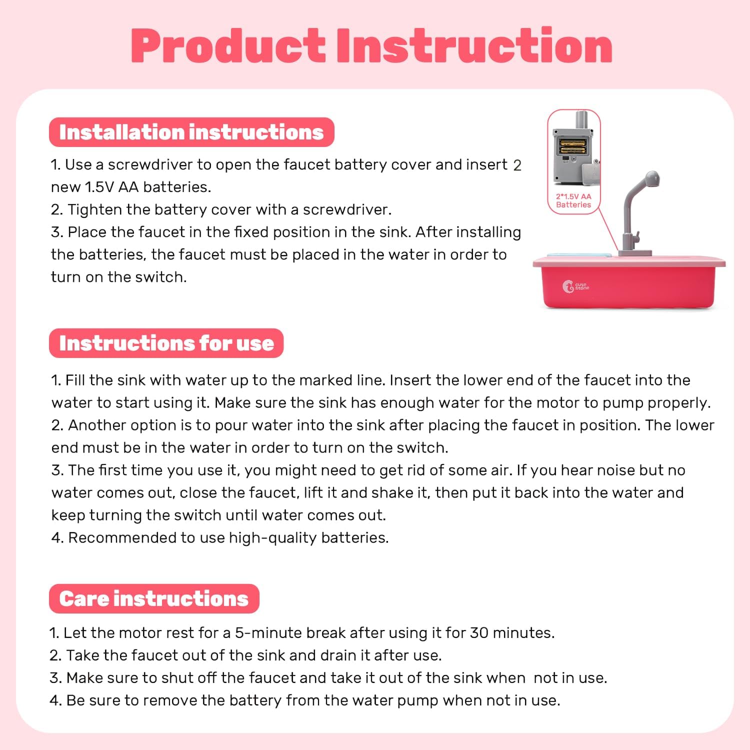 CUTE STONE Color Changing Play Kitchen Sink Toys, Children Electric Dishwasher Playing Toy with Running Water,Upgraded Real Faucet and Play Dishes,Pretend Role Play Toys for Kids Boys Girls - Image 6