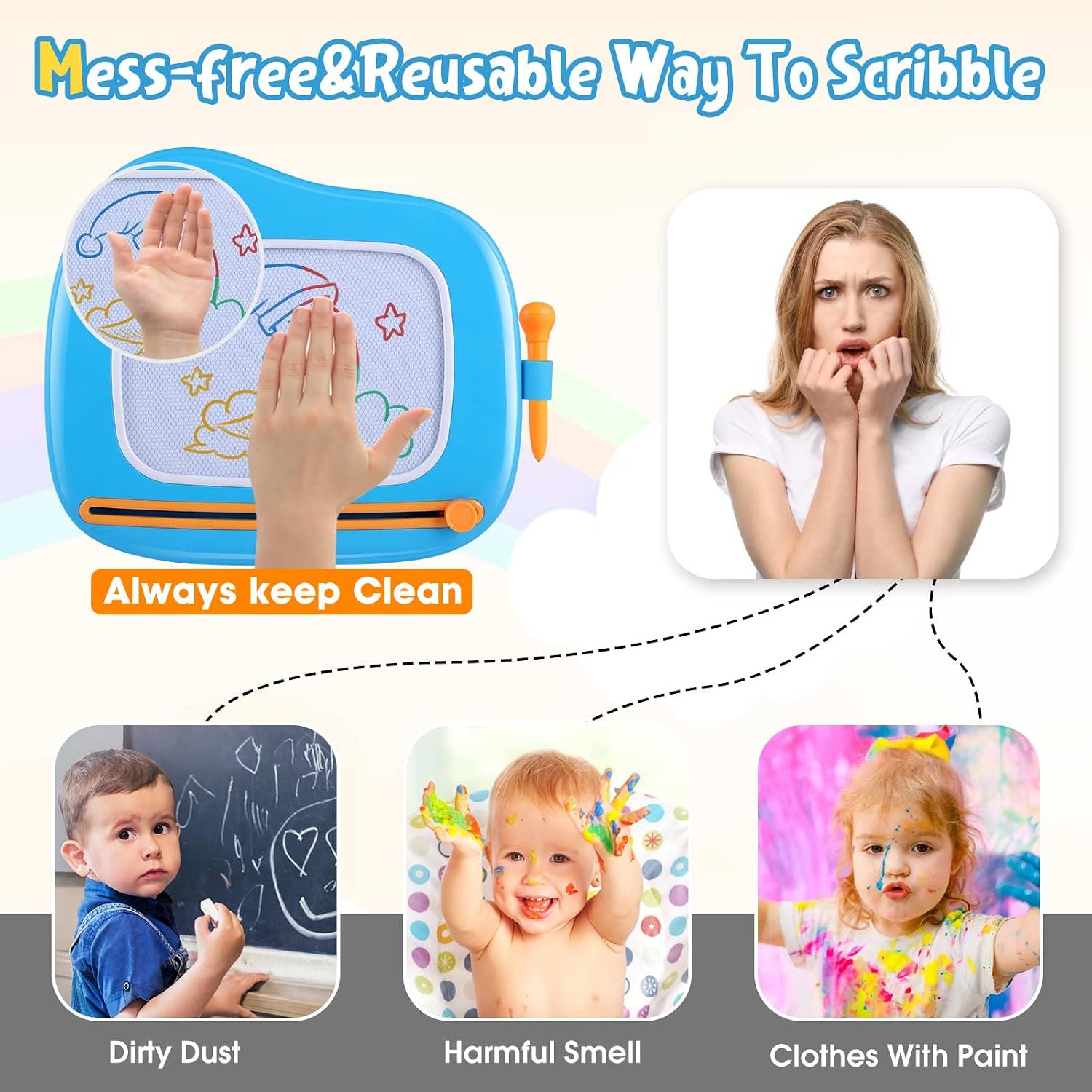 Smasiagon Magnetic Drawing Board for Kids - Toddler Toys for Age 1-2 Boys Girls - Educational Learning Toys for 1 2 3 Year Old Baby Birthday Gifts (Blue) - Image 3