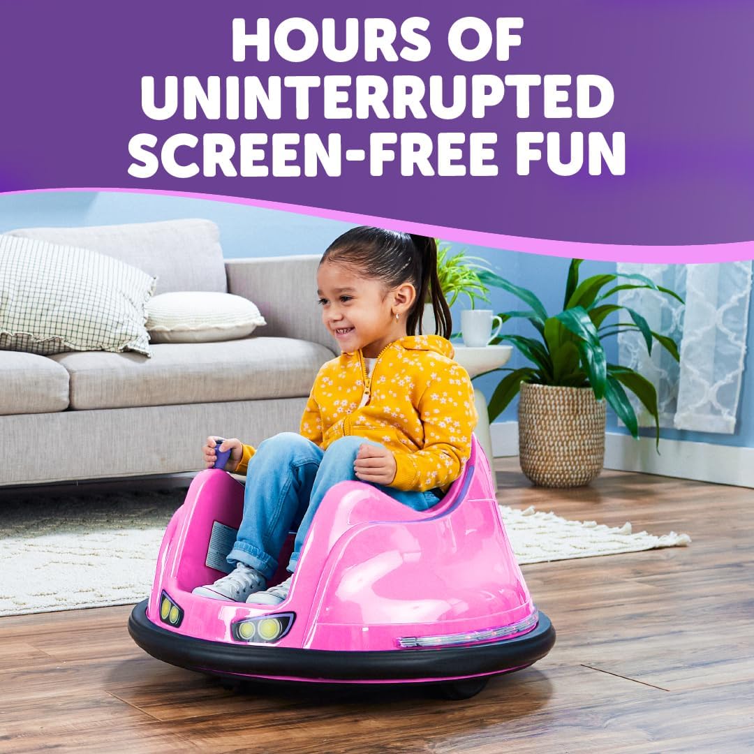 Flybar FunPark 6V Bumper Car for Toddlers, Electric Toddler Ride On Toys for Kids, Baby, Ages 1.5-4 Years, LED Lights, 360 Degree Spin, Supports up to 66 pounds (No Remote), Large, 6v Pink/Purple - Image 6