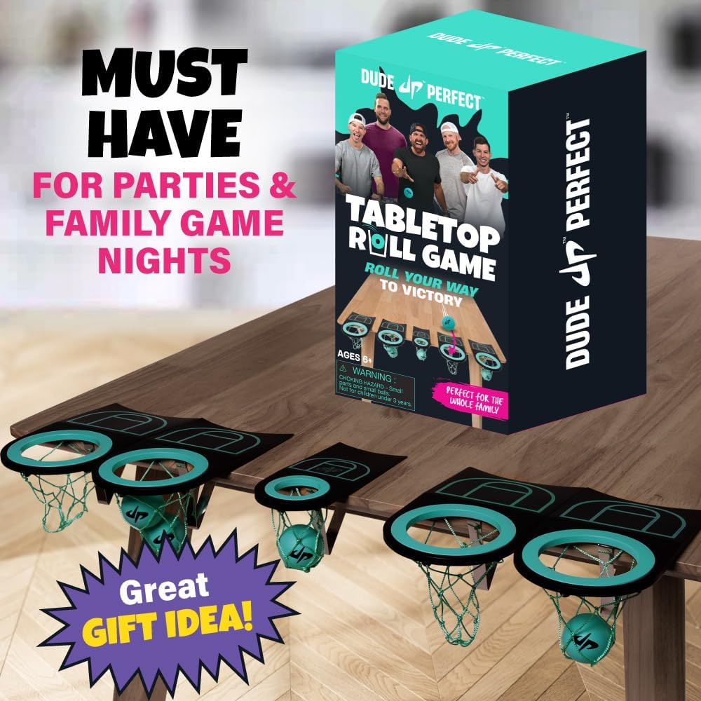 Dude Perfect Sticky Tic Tac Toe & Tabletop Roll Set | Indoor & Outdoor Games, Perfect Fun for Family Game Night & Parties, Birthday for Children, Kids & Adults | Ages 4+ & 6+ (Single) - Image 6