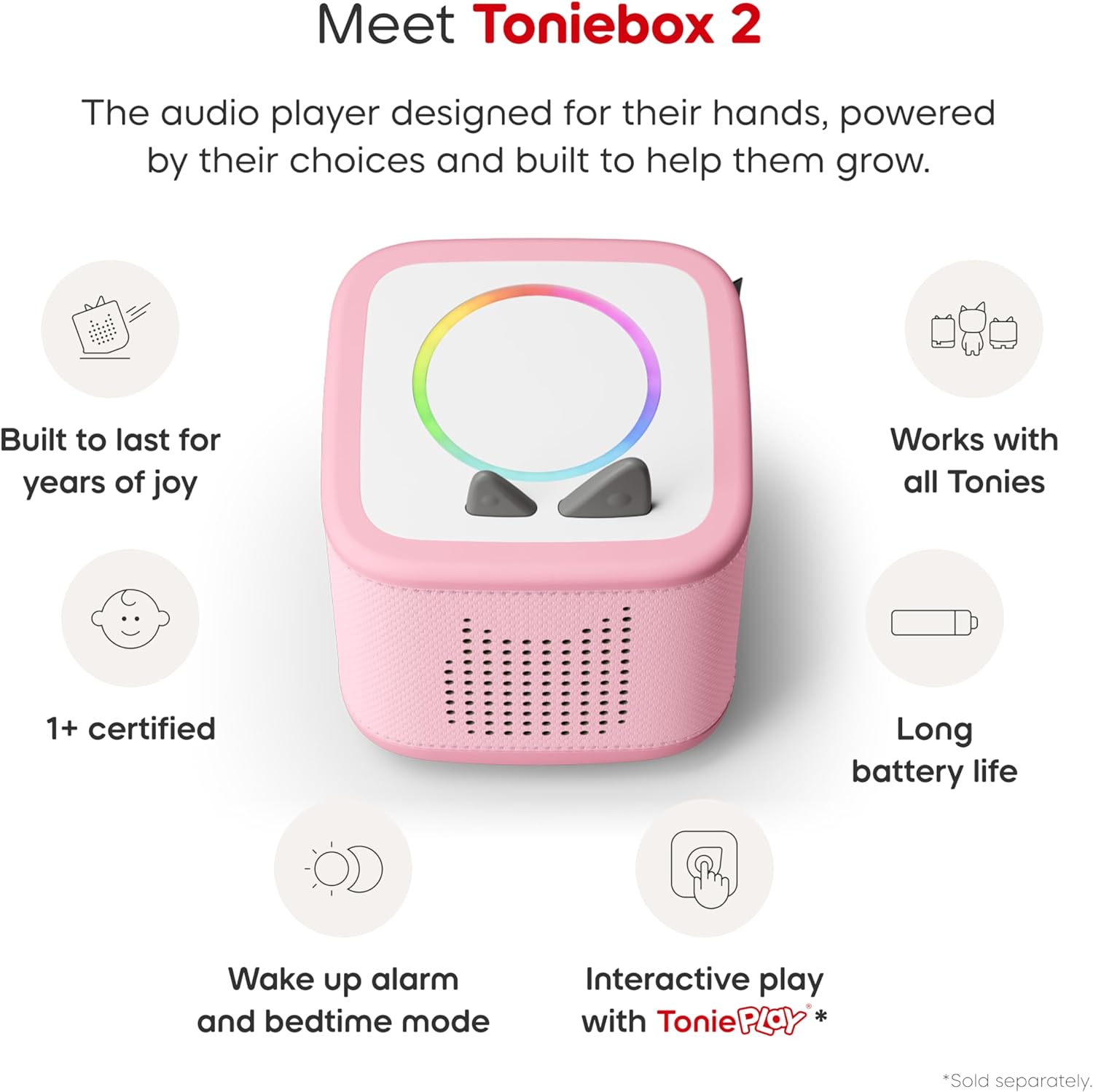 Toniebox 2 Audio Player Disney Princess Bundle for Kids 3+ with Ariel, Moana, Merida, and Belle - Cloud Pink - Image 4