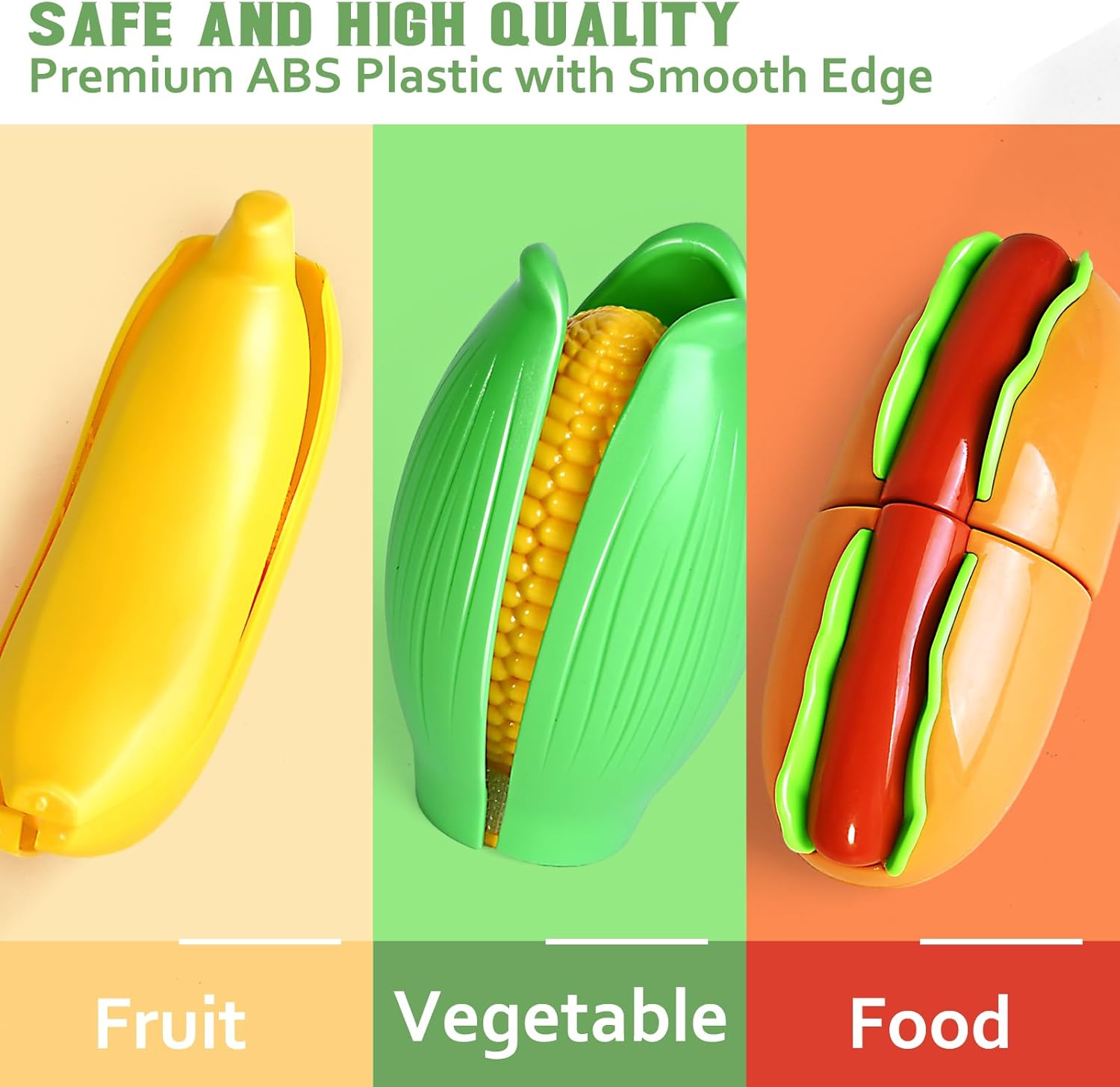 100 Pcs Play Food Set for Kids Kitchen, Pretend Food Toy for Toddlers Age 1-3, Plastics Cutting Fake Food/ Fruit/ Vegetable Accessories with 2 Baskets, Birthday Gifts for 2 3 4 5 Years Old Boys Girls - Image 4