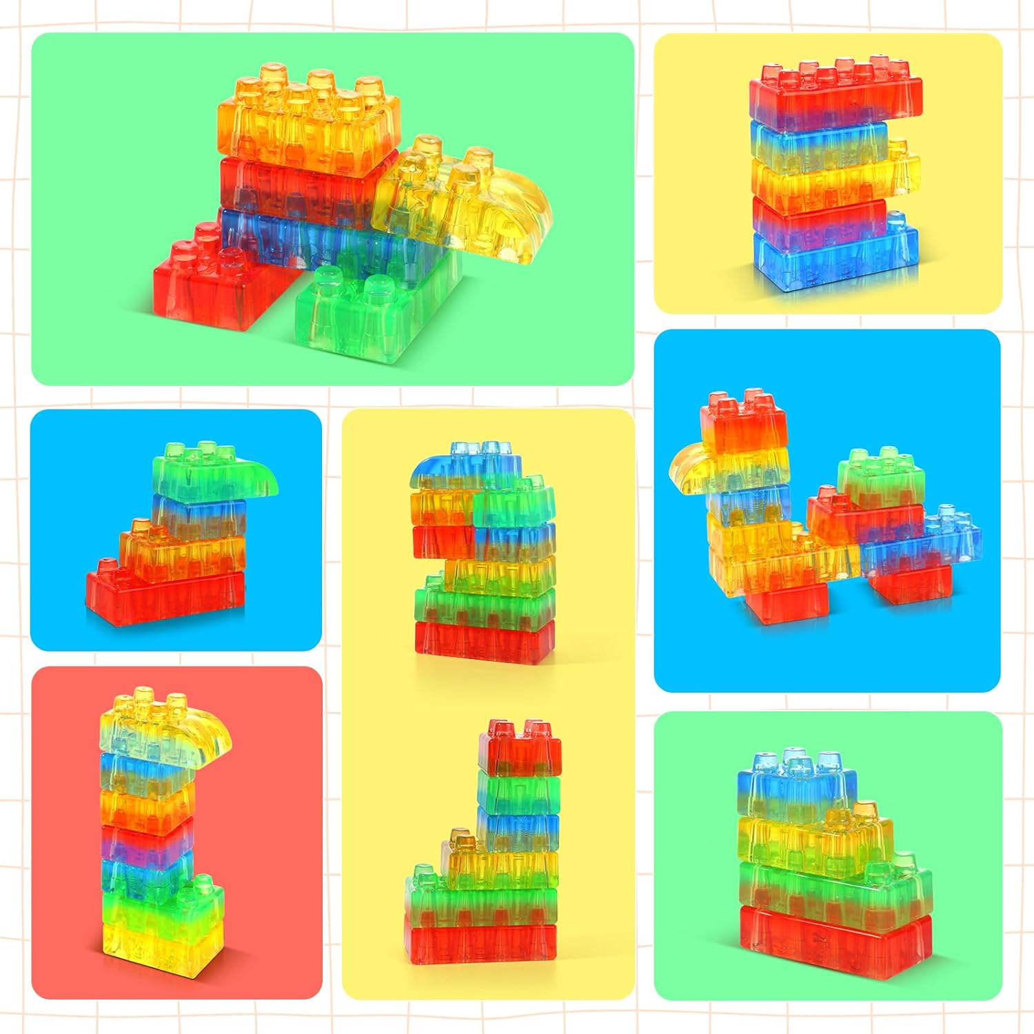 LESONG Sensory Building Toys for Toddlers: 24PCS Squeezable Silicone Stacking Toys – Early Learning Construction Playset for Preschool Manual Skills, Birthday Gifts - Image 5