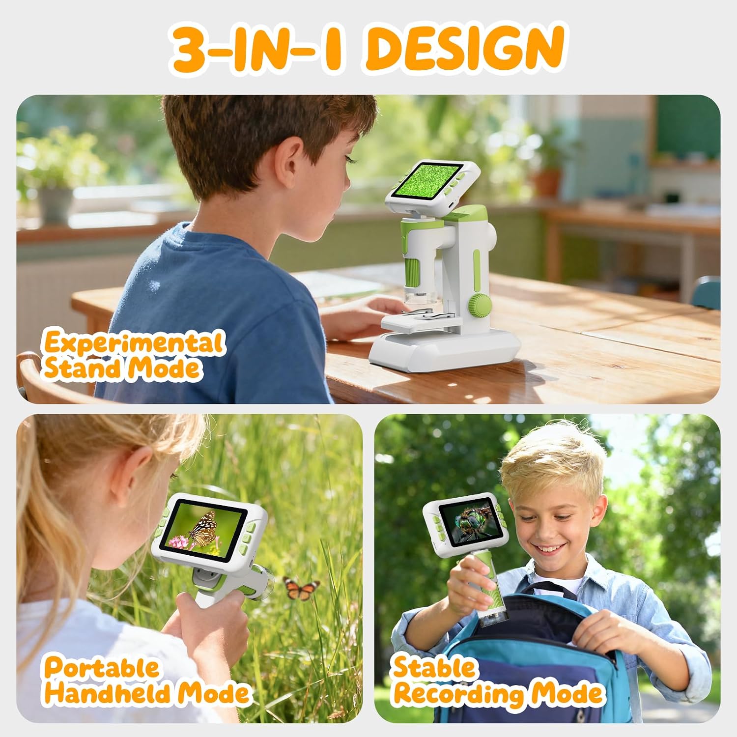 1600X Microscope for Kids, 1080P 4.0" Digital Screen Kids Microscopes with Slides Kit, Educational Science Toys for Christmas Birthday Gifts for 3-14 Year Old Children Students - Image 5
