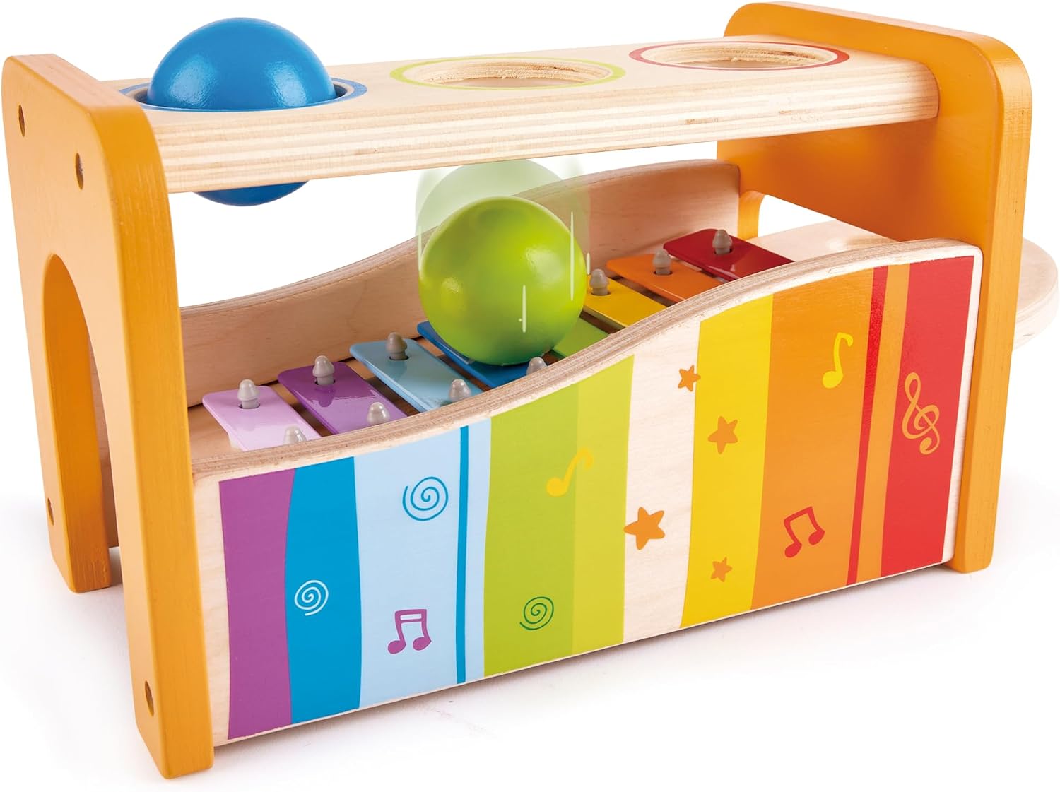Hape Pound & Tap Bench with Slide Out Xylophone - Award Winning Durable Wooden Musical Pounding Toy for Toddlers - Image 4