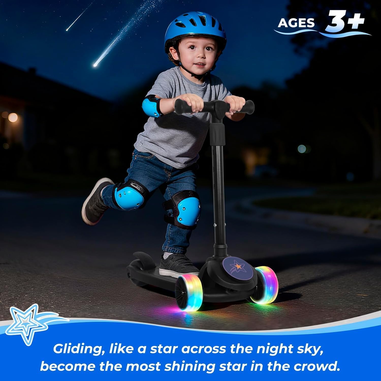Nattork Kids Scooter for Girls Boys with Light Up Wheels, 3 Adjustable Height Handlebars, Lean-to-Steer Technology, Widen Anti-Slip Deck, 3 Wheel Scooter for kid ages 3-8, Support Riders Up to 110 LBS - Image 2