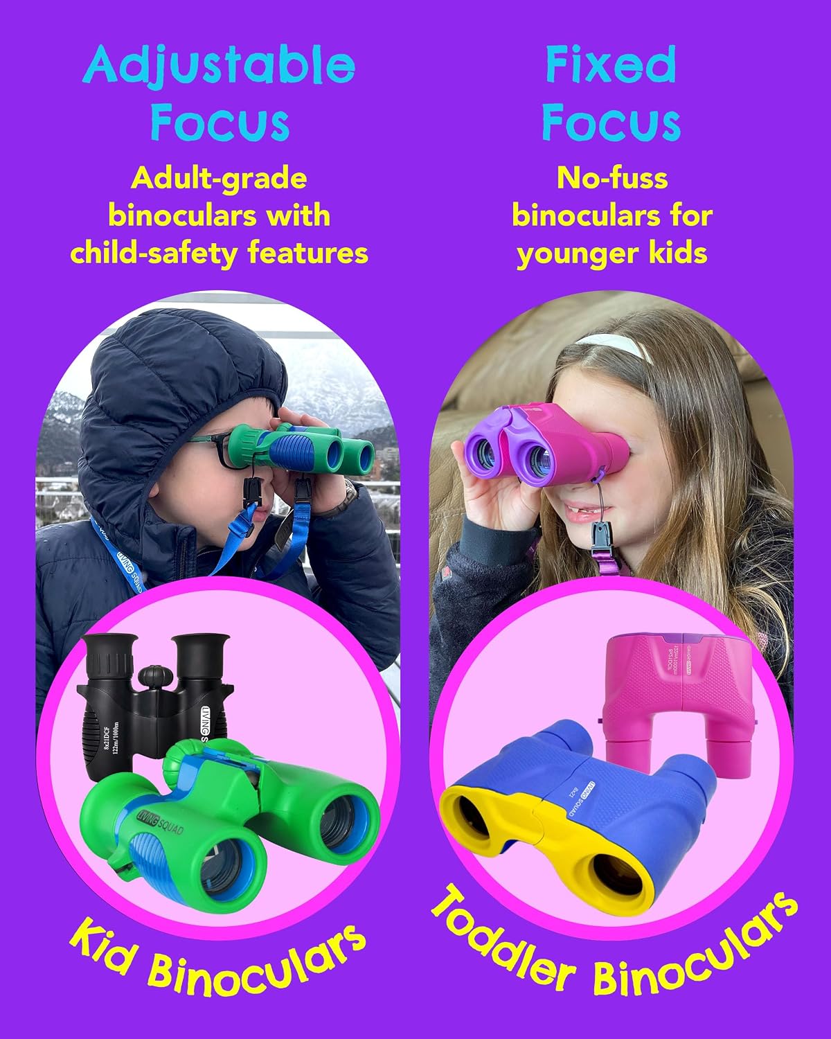 Kids Binoculars Turquoise 8x21 Shockproof Set Ages 3–12 with Case, Neck Strap, Compass & Carabiner | High Resolution Optics for Outdoor Adventures, Bird Watching & Hiking for Boys - Image 9