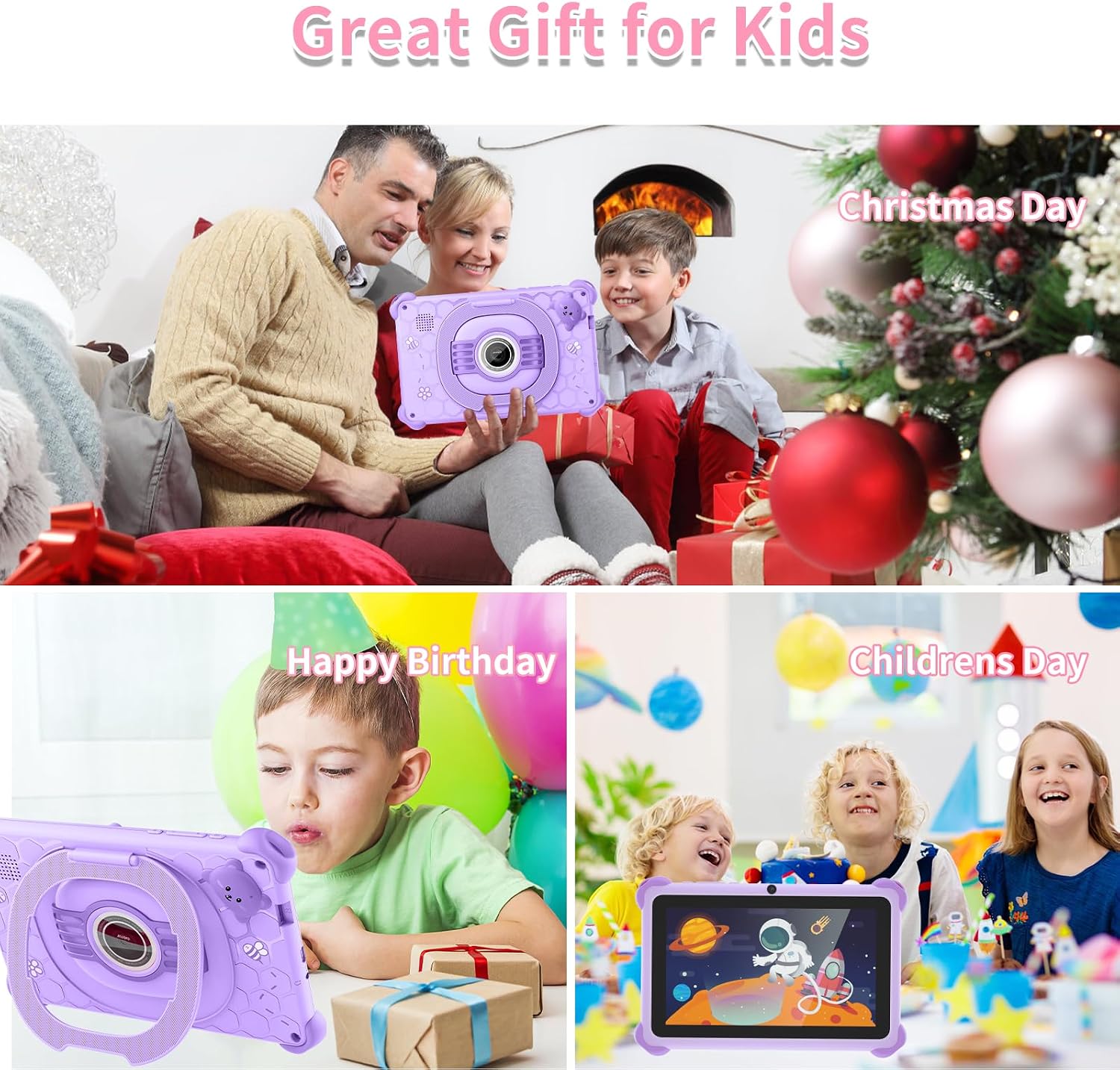 Kids Tablet 7 inch Tablet for Kids 32GB Toddler Tablets with Case Android Kids Learning Tablets with WiFi Youtube Parental Control, Bluetooth, Preinstalled Educational Contents for Girls Boys, Purple - Image 7