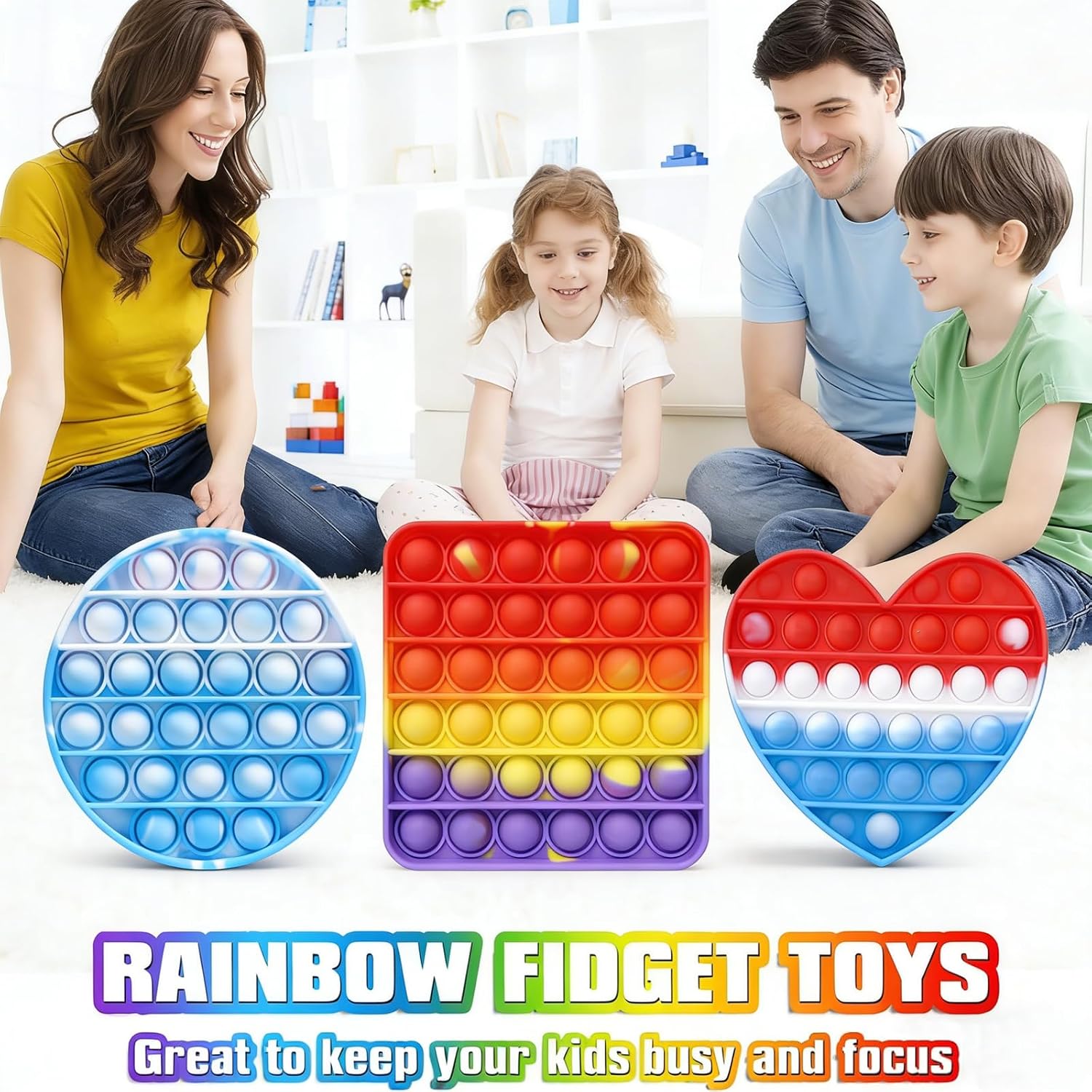 12PCS Rainbow Colors Pop Bubble Fidget Sensory Toys, Pop Fidget Toys,Pop Toy Bulk for Party Favor, Classroom Student Prizes Easter Basket Goodie Bag Stuffers Christmas Valentine Gift - Image 5