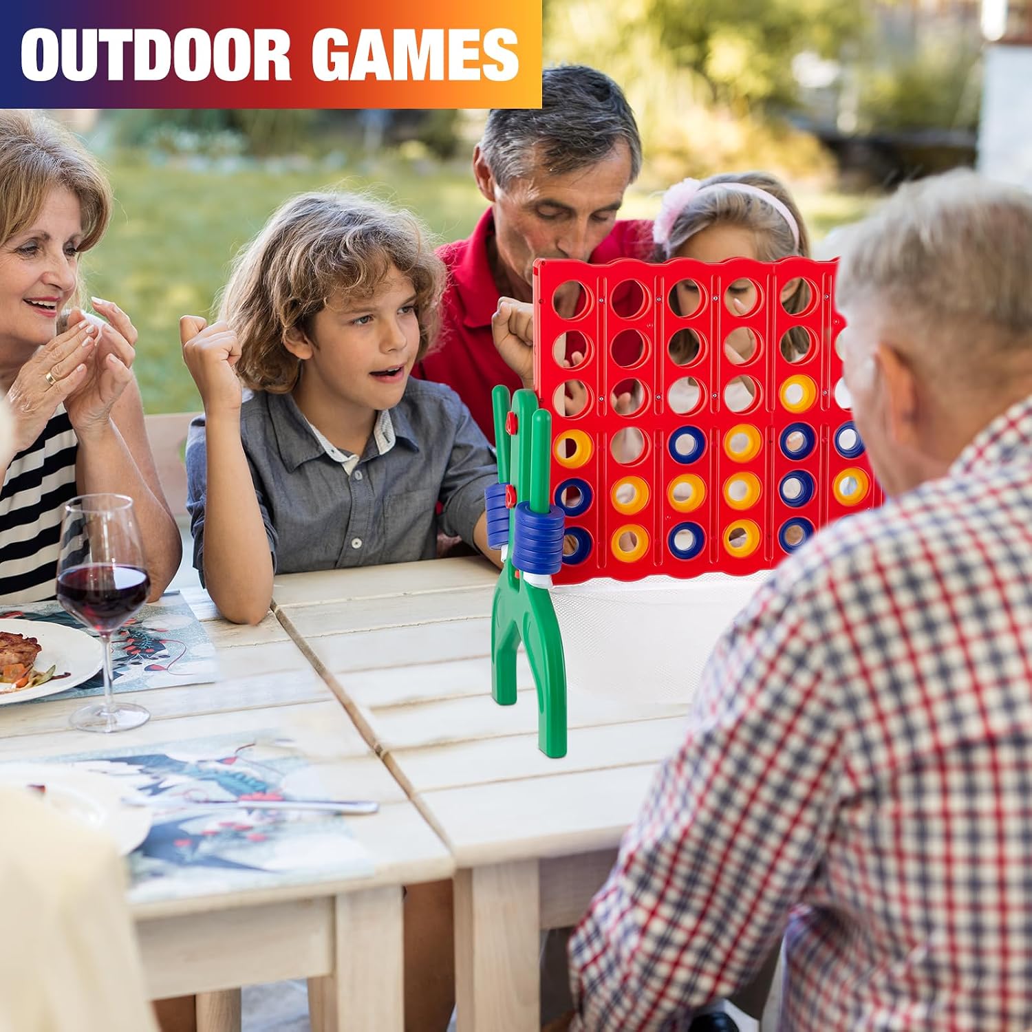 1.9 Feet Giant 4 in A Row Game, Jumbo 4-to-Score Connect Game Set for Kids & Adults Outdoor Yard, Lawn & Indoor Floor Play, Family Game Night & Party Board Games, Grand Birthday Easter Gifts - Image 5