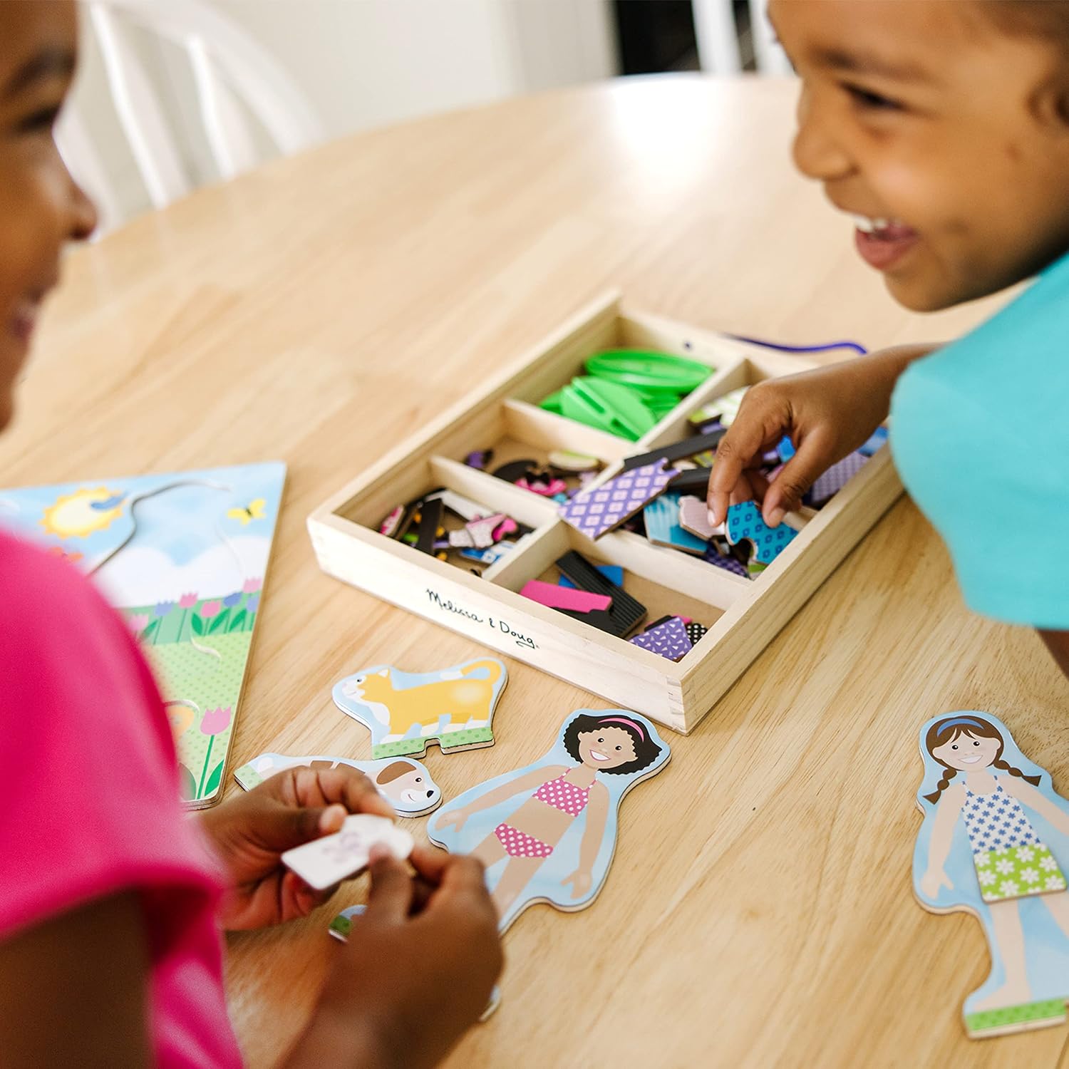 Melissa & Doug Best Friends Magnetic Dress-Up Wooden Dolls Pretend Play Set (78 pcs) - Image 8