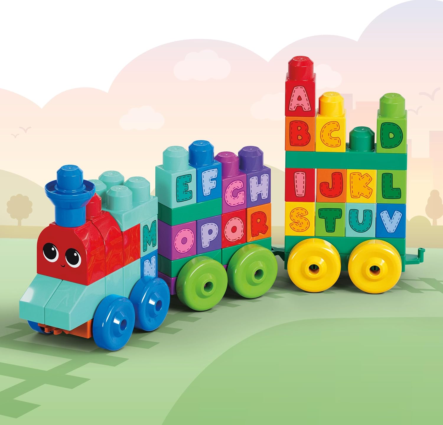 MEGA BLOKS First Builders Toddler Building Blocks Toy Set, ABC Learning Train with 60 Pieces, Ages 1+ Years - Image 3