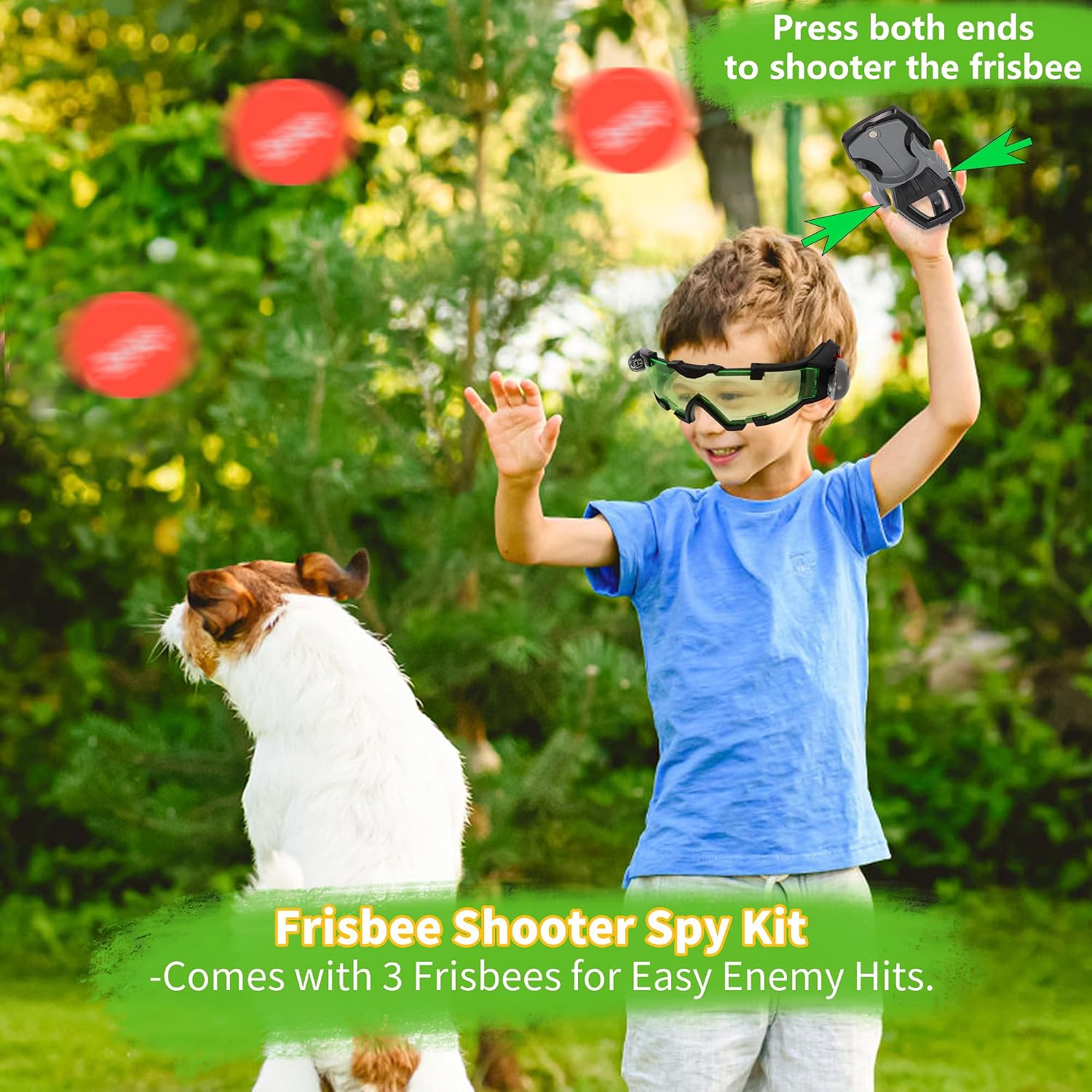 Kids Night Vision Goggles Spy Kit, 4 Pcs Spy Gear Toys Set, Cool Night Mission Goggles with Flip-Out Light/Invisible Ink Pen/Ear Light/Frisbee Shooter, Gifts for Kids 5-12 Boys Girls - Image 5