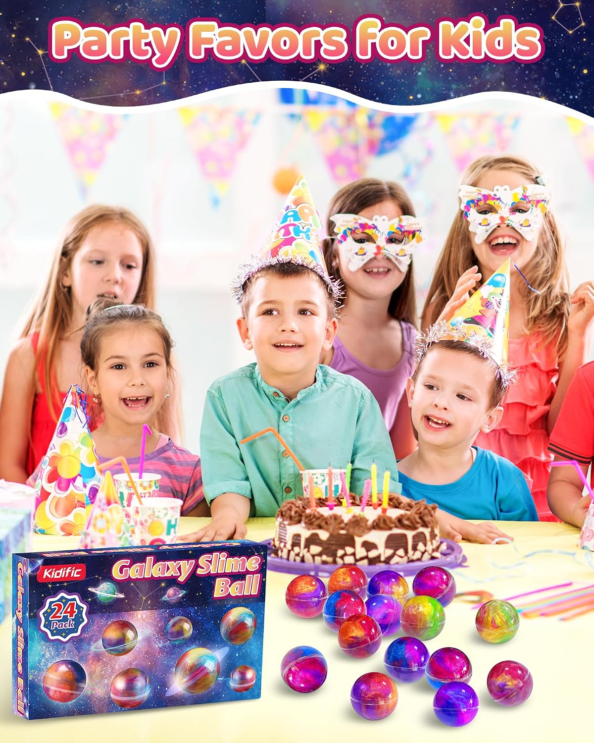 24 Pack Galaxy Slime Party Favors, Non-Sticky, Stress Relief Treasure Box Toys for Classroom Prizes Party Supplies, Student Gifts Birthday Goodie Bags Stuffers for Kids Teens Boys Girls 4-8, 8-12 - Image 3