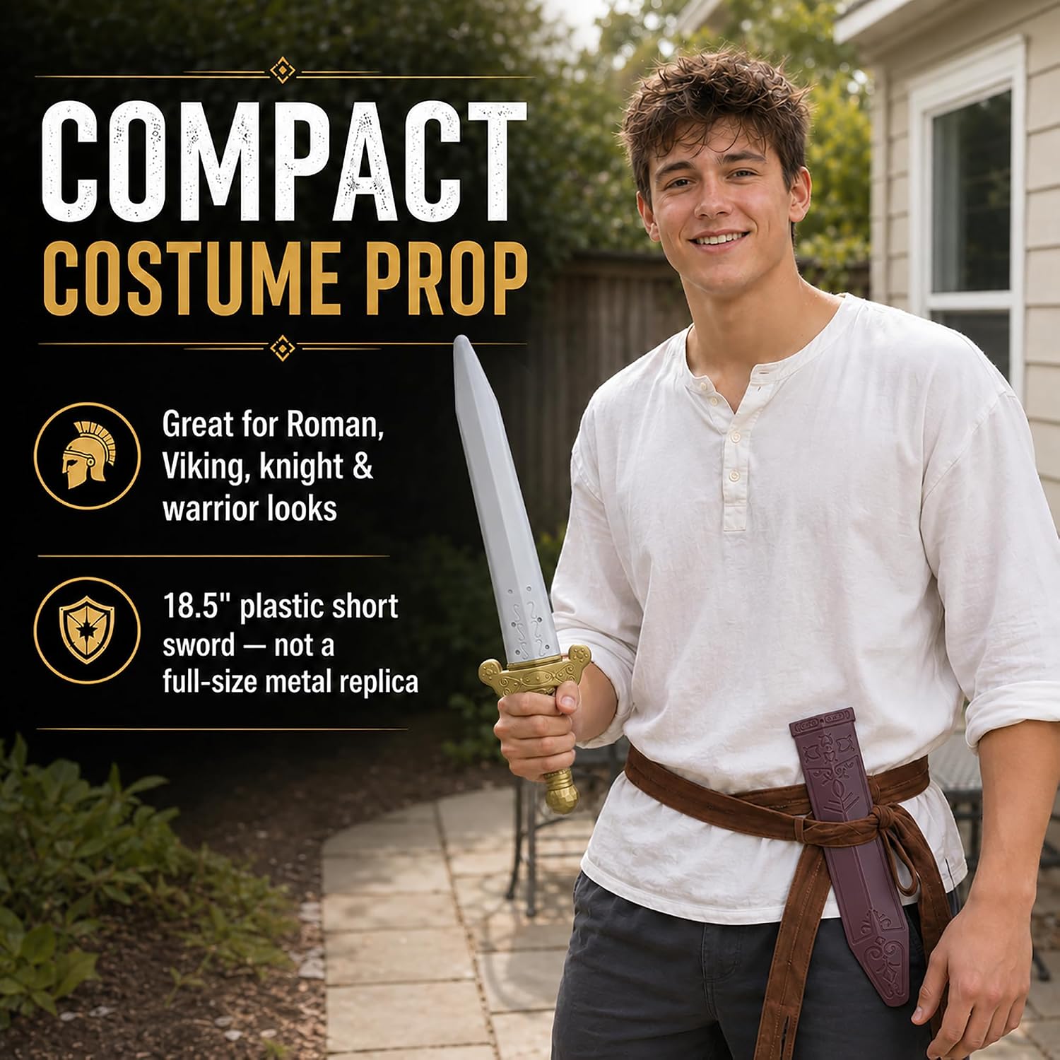 GiftExpress 19" Plastic Roman Toy Sword with Sheath – Pretend Play Dagger Nordic for Knight, Viking, and Roman Warrior Costumes - Image 3
