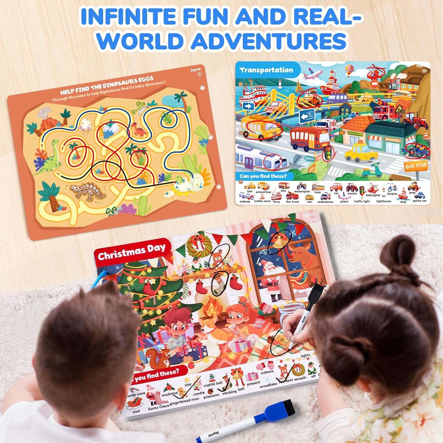 JoyCat Seek & Find Game Books - Preschool Learning Activity for Toddlers & Kids Ages 3-5, Travel Activities Toys for Road Trip Car Airplane, Busy Book, Birthday Gifts for Girls and Boys Ages 4-8 - Image 7