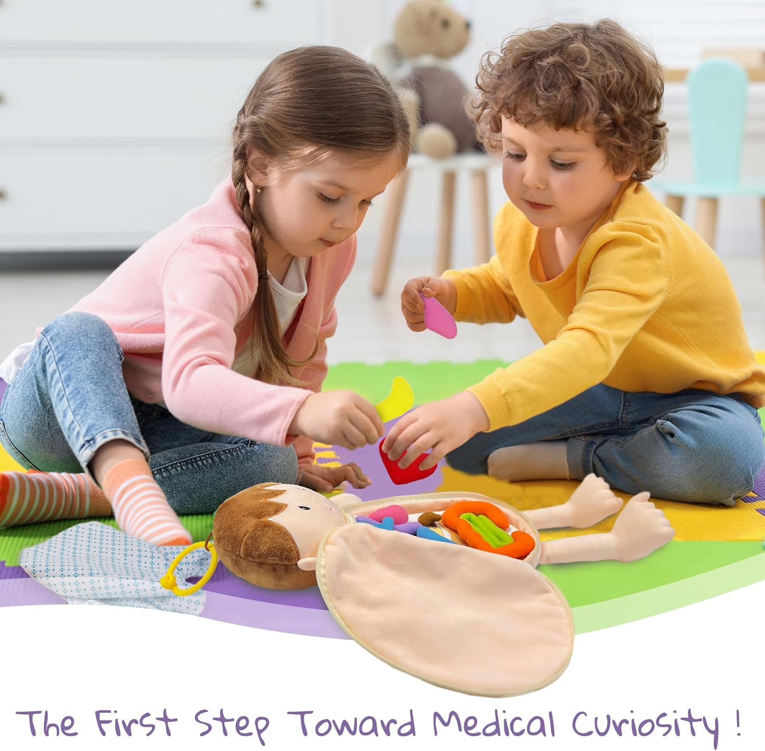 June Garden Little Patient Lucas Plush Anatomy Doll - Soft Educational Toy with Removable Human Organs - Learn Basic Anatomy for Toddlers and Kids - Image 3