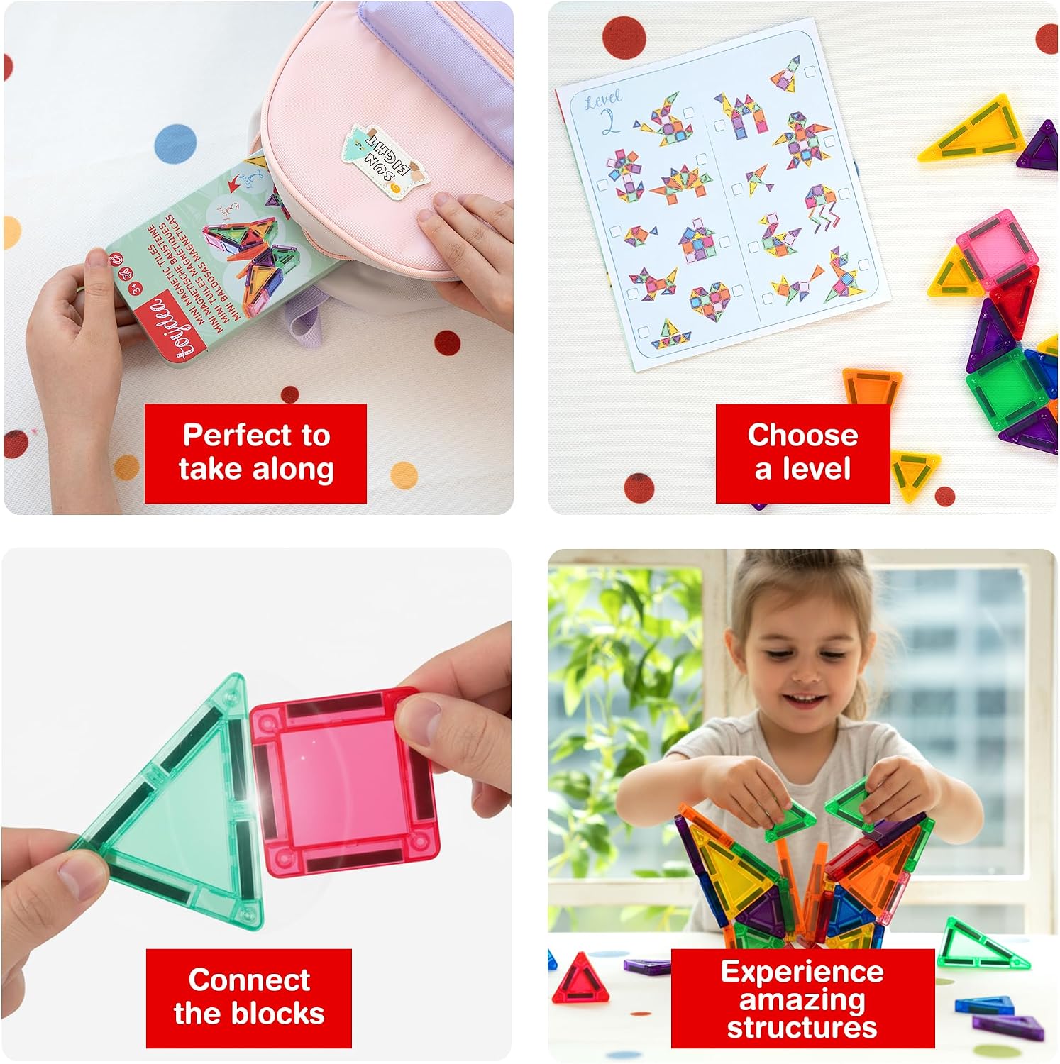 Magnetic Tiles for Kids, 36 PCS Mini Magnetic Building Blocks, STEM Construction Set, Travel Toys for Toddlers Age 3-8 - Image 6
