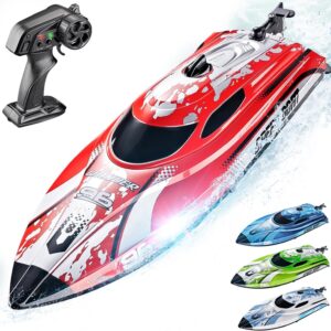 BEZGAR RC Boat, 12 inch Remote Control Boat for Kids and Adults, 25 KPH Fast RC Speed Boats with 700mAh Battery, Ideal Waterproof Toy Boats for Lakes & Pools – TX126 Red