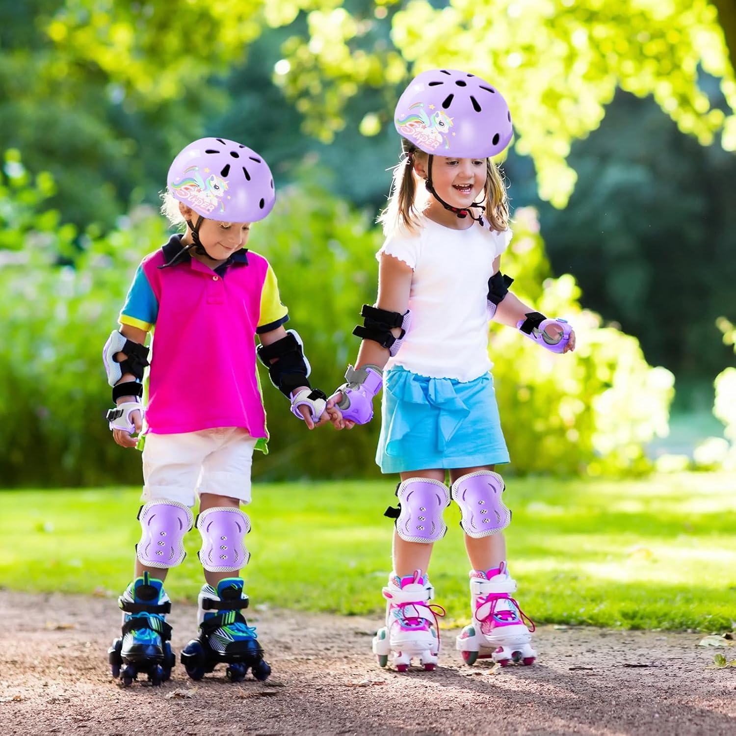 Kids Bike Helmet Knee Elbow Pads Wrist Guards Protective Gear Set Adjustable Toddler Helmets for Ages 3-5, 2-8 Girls Boys for Skateboard Cycling Bike Roller Skating Scooter Outdoor Sport - Image 7