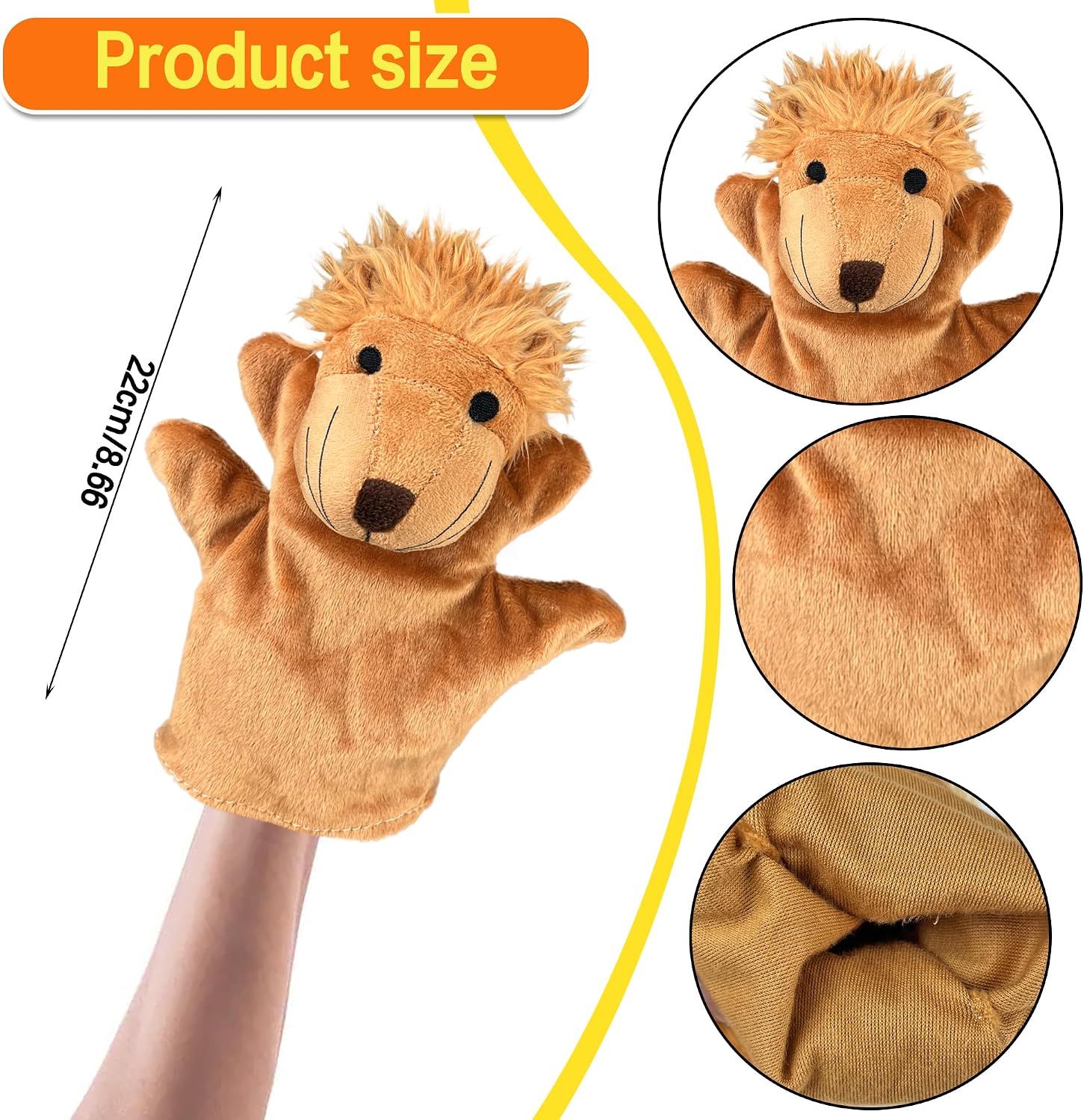6 PCS Hand Puppets Set Animal Plush Puppet Elephant Tiger Giraffe Monkey Lion Hippo for Storytelling Playing Teaching Shows Playtime Schools Birthday Party Favor Supplies - Image 2