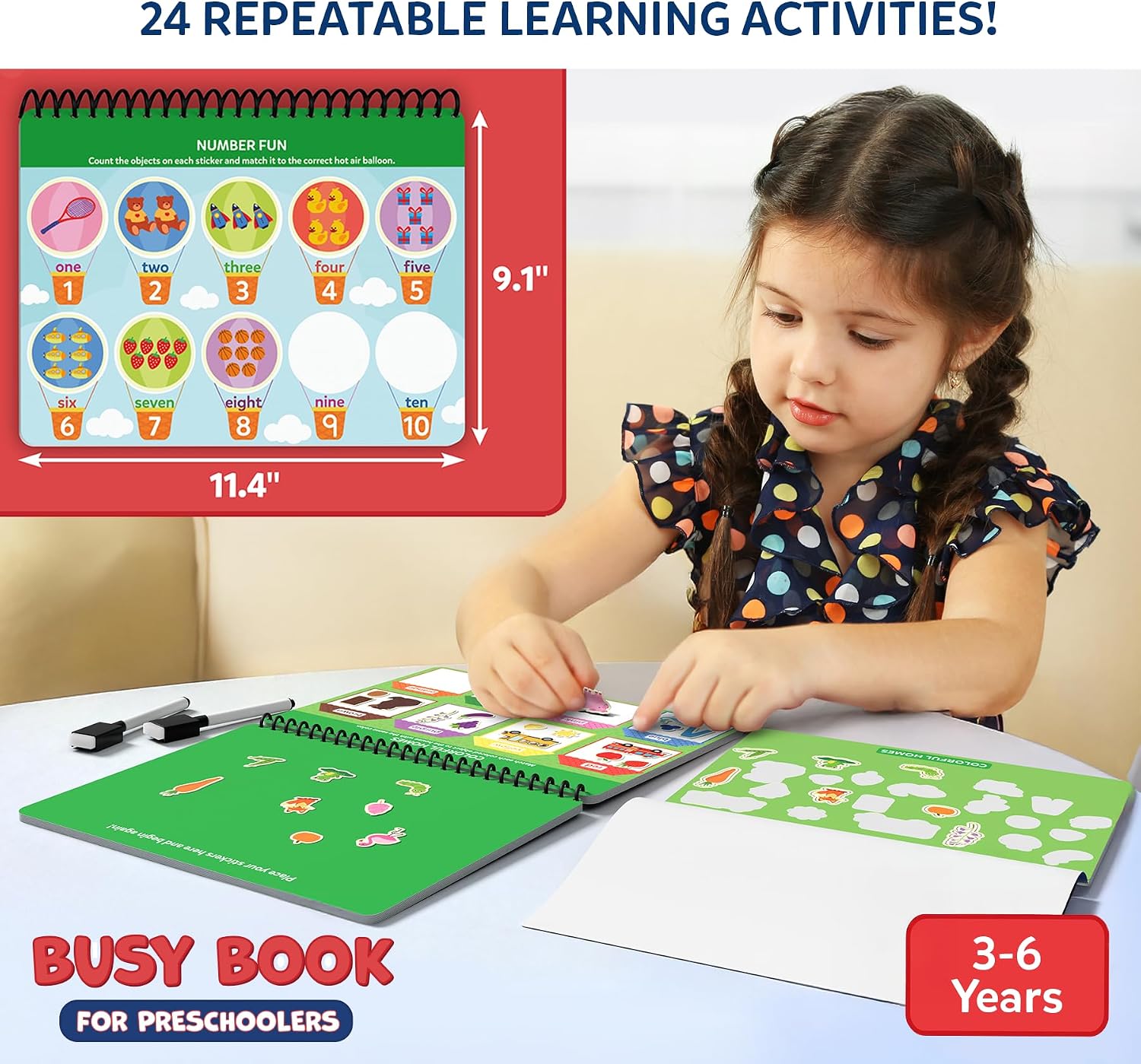 Skillmatics Busy Book for Preschoolers – Preschool Learning Activities, Mess-Free & Pre-Assembled, 150+ Reusable Stickers, Educational Homeschool & Travel Toy, Gift for Toddlers for Ages 3, 4, 5, 6 - Image 2