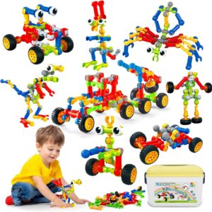 Caferria Building Blocks STEM Toys for 3 4 5 6 7 8+ Year Old Boy Girl Birthday Gift, 142 Pcs Building Toys for Preschool Classroom Educational Toy Building Sets Creative Activities for Kids