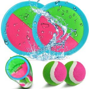 Jalunth Ball Catch Set Game Toss Paddle – Beach Toys Back Yard Outdoor Games Pool Backyard Target Throw Catch Sticky Set Age 3 4 5 6 7 8 9 10 11 12 Years Old Boys Girls Kids Easter Gifts Blue