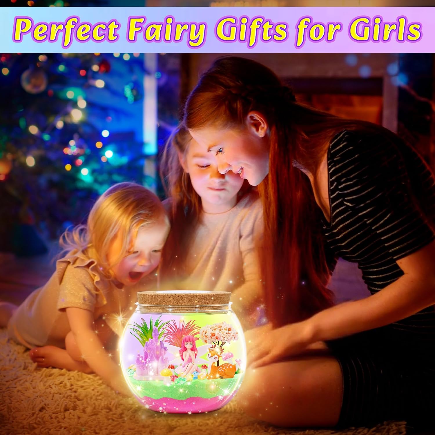 Gifmore Fairy Light Up Terrarium Kit for Girls, DIY Fairy Garden Crafts Toy Set, Dreamy Birthday Gifts for Little Girls Ages 4-12 - Image 4