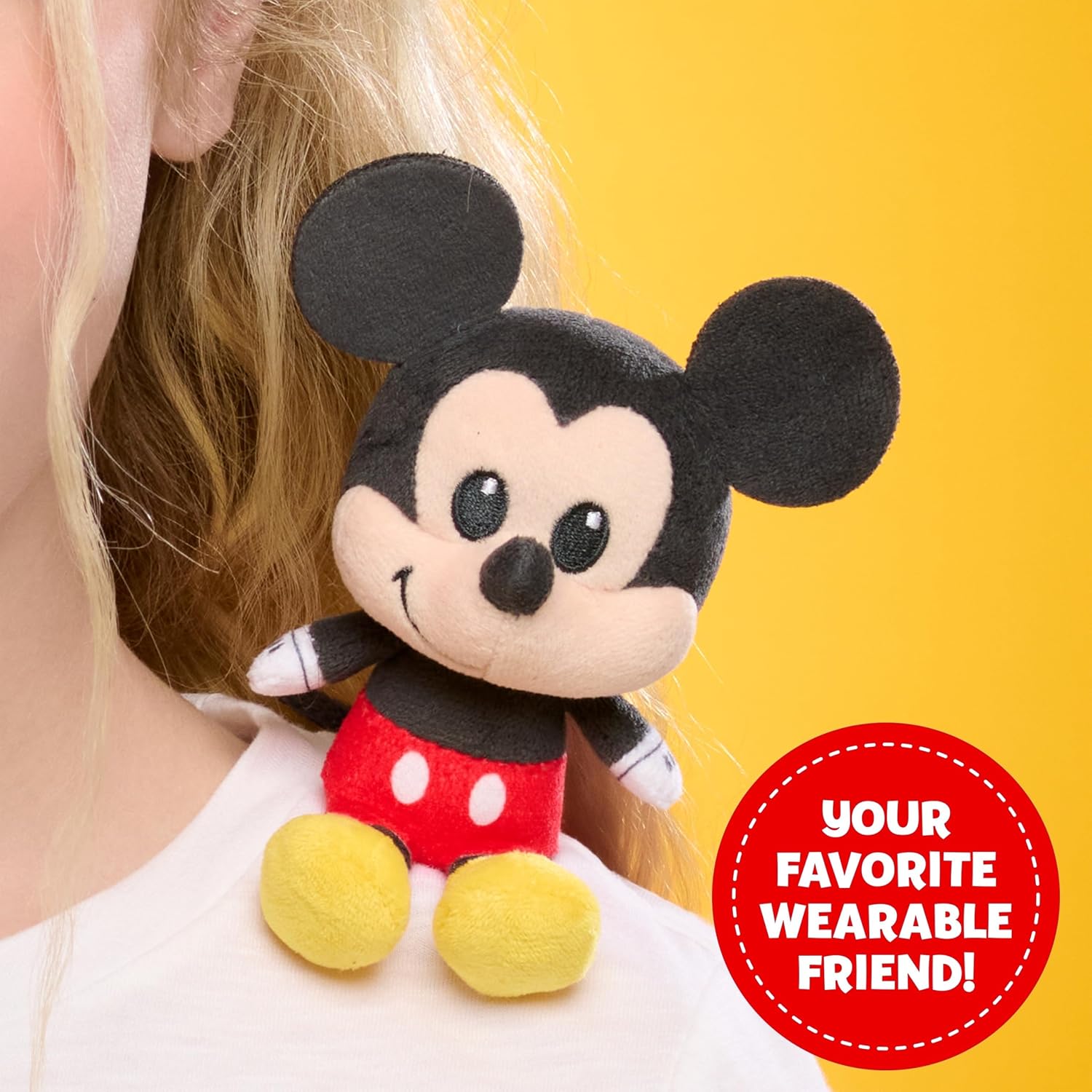 Disney Mickey Mouse Perch'd Wearable Plush Shoulder Friend, 4-inch Plush | Wearable Plushie, Soft Toy for Fans, Girls, Boys, Kids, Ages 3 and Up, by Just Play - Image 5